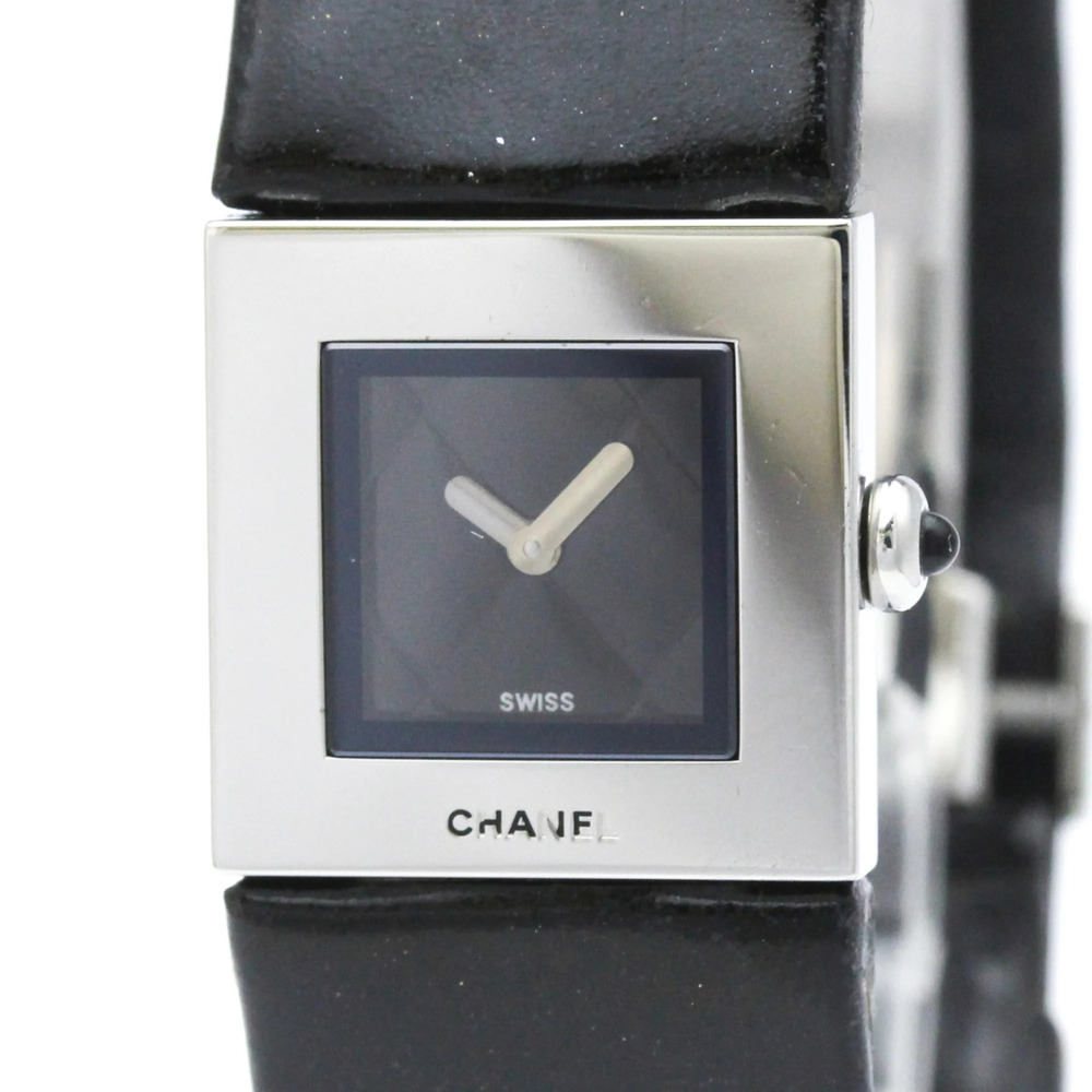 CHANEL Matelasse Steel Leather Quartz Ladies Watch H0116 Polished